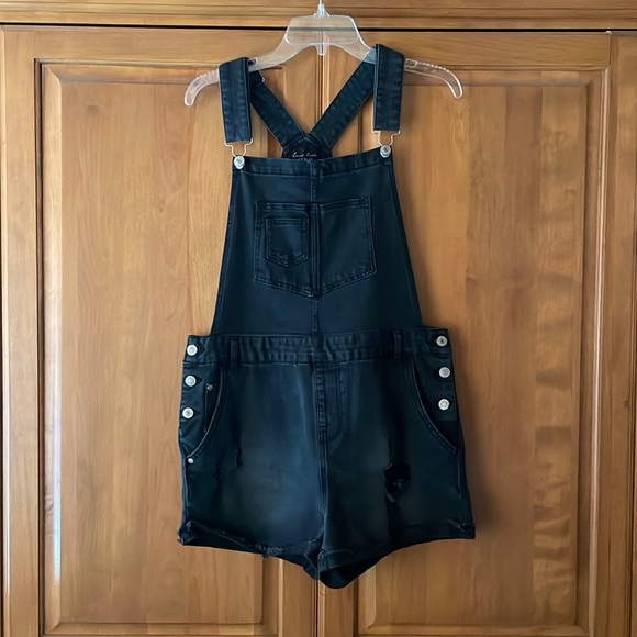 Faded Black Distressed Overalls - Picture 1 of 7